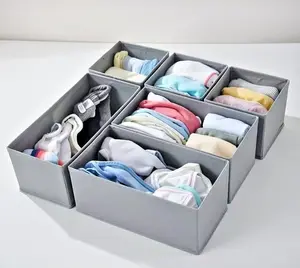 Drawer Organizer Divider Storage Box Closet Dresser Underwear Socks Bra Gray