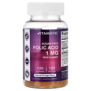 Vitamatic Folic Acid, Natural Orange, 1 mg, 120 Gummies