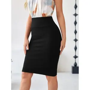 Women’s solid-color pencil skirt—fashionable for work, office, business, and casual wear; suitable as a summer undergarment.