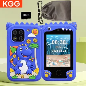 KGG Cartoon Dinosaur Design Phone, 8GB Memory Card Mini Phone with Storage Bag, Smart Toy Phone, Learning Machine, Dual Camera, Story Video Music Calculator 20 Puzzle Games