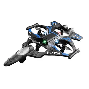Foam RC Plane Drone for Kids, Remote Control Airplane Fighter Jet with LED Light, Auto Hover, 360°Flip,