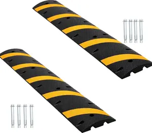GARVEE Recycled Rubber Speed Bump 6ft 2Pack - Industrial-Grade for Asphalt, Temporary Use for Driveways, Durable Rubber Design, Ideal for Neighborhood Roads.