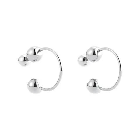 Ball End Horseshoe Barbell Style Hoop Earrings - Pair