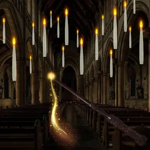 Flameless candles with wand remote control for campground decorations Christmas decorations, 6.6\ floating candles Battery-powered hanging window candles, flashing electric LED candles for Christmas Halloween decorations (20 packs)