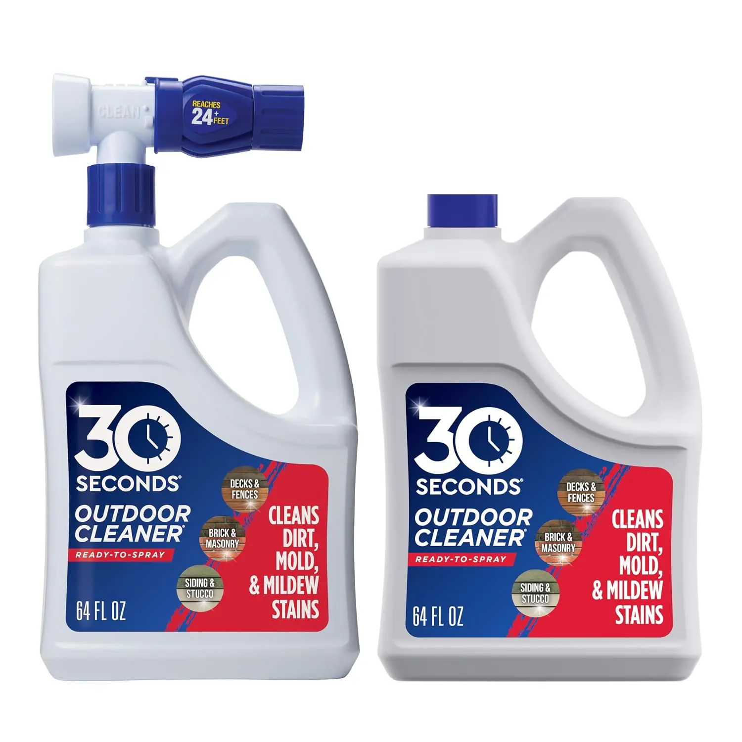 30 SECONDS Outdoor Cleaner, Hose End Sprayer, 2 Pack,Mold & Mildew Cleaner | Mold & Mildew Cleaner, deck cleaner, siding cleaner, house wash, outdoor window cleaner for hose, vinyl siding cleaner