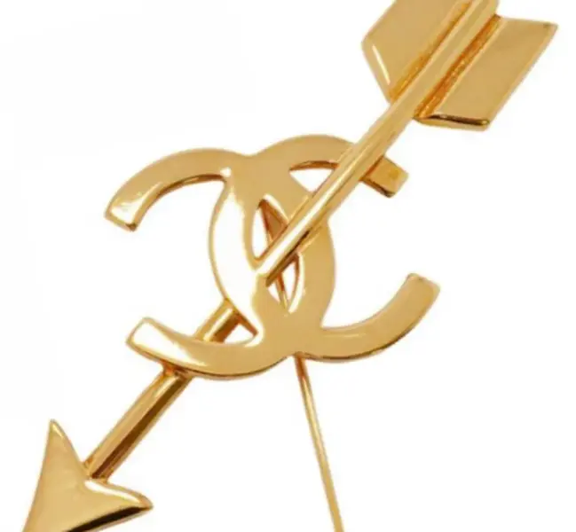 Pre-owned Chanel Arrow Brooch Pin Gold 4000041064722