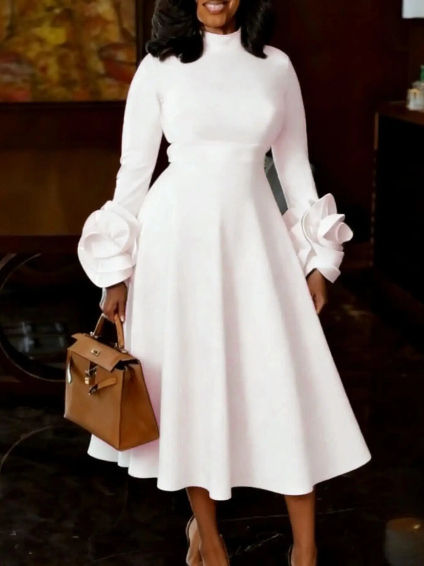 elegant white church dresses with sleeves dress 100691C-White Church suits for less It features long sleeves and a silk look fabric Wedding Dress Off White Church