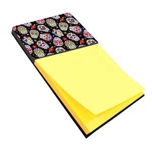 212 MAIN Day of the Dead Black Refillable Sticky Note Holder - Rigid Board Stationary Organizer Holder, Work Desk Accessory with Artwork Top, Office Stationery Supplies for Desk Organization