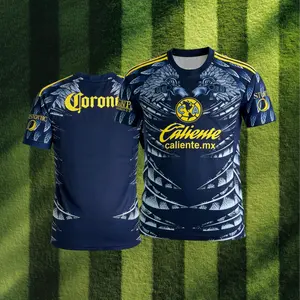 25 26 Mexico LIGA MX Club America Away Blue Short Sleeve Soccer Jersey Fans