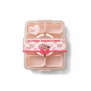 8-Compartment Glitter Snackle Box with Lid – Portable Snack Organizer with Removable Containers
