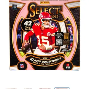 2025 Panini Select Football Mega Box  42 Cards | Black & Red Prizm Shock Exclusives