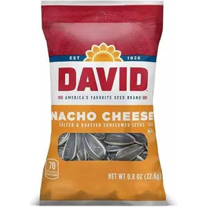 36x David Nacho Cheese Sunflower Seeds Snack - Bulk Crunchy Seeds for Game Day, Healthy Snack Option, Flavorful Munchies 0.8oz