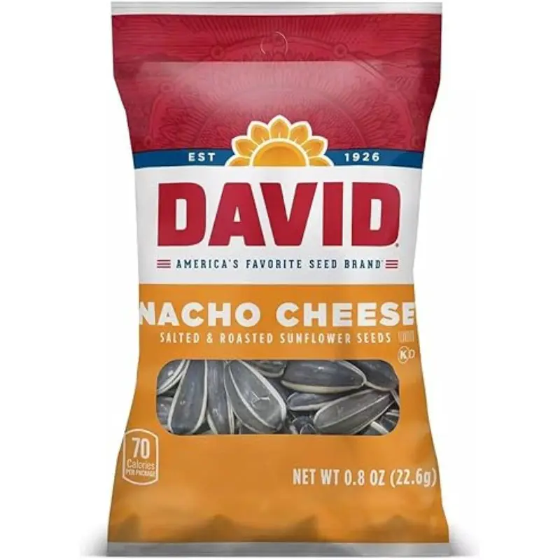 8x David Nacho Cheese Sunflower Seeds Cheesy Snack - Crunchy Seeds, Savory Treats, Healthy Snack, Munchies 0.8oz