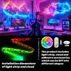 K-Cloud Light, Multicolor Lightning Changing, 3D Thundercloud LED Light Lightning Cloud Colorful Atmosphere Night Light, DIY Creative Cloud Lights For Bedroom Gaming Room Indoor, 16 Feet- 43
