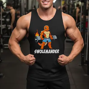 Muscle Swolemander Gym Tank Top, Fire Type Workout Shirt, Unisex Jersey Training Tank, Muscle Building Anime Fitness Tank Top, Gift For Him