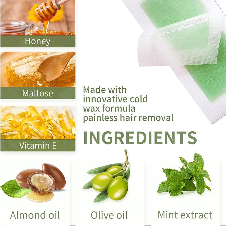 10PCS Wax Strips for Hair Removal, 1-Minute Hair Removal Waxing Kit for Women, Double-Sided Design Wax Strip for Face Arms Legs Chest Back Bikini/Brazilian Full Body Waxing Strips & 2 Oil Wipes - Easy to Use