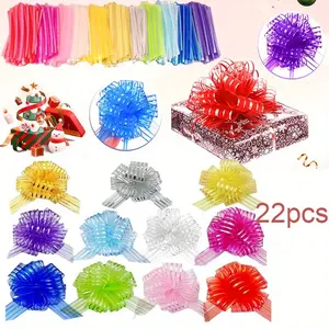 22pcs Large Organza Pull Bows with Ribbon - Modern Design for Wedding, Christmas, Easter, Thanksgiving Gift Wrapping & Party Decorations, Decorative Bows