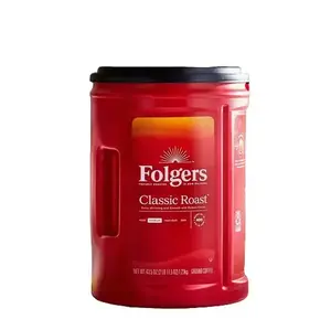 Folgers Classic Roast Ground Coffee 43.5 oz AromaSeal Canister Rich Smooth Flavor Fresh Aroma USA Made Versatile Reliable