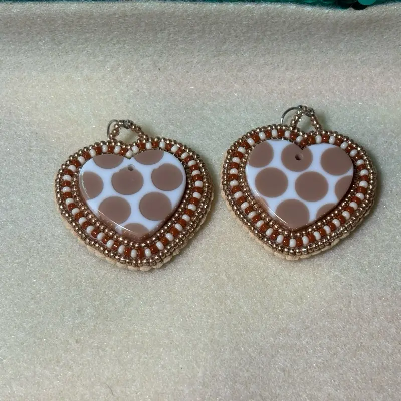 Giraffe Heart Beaded Earrings - Native American Beadwork