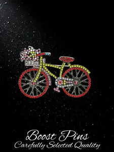 Rhinestone Bicycle Brooch , Sparkling Crystal Bike with Flower Basket Lapel Pin, Alloy Fashion Jewelry for Coat Scarf, Cute Unique Birthday Gift for Her