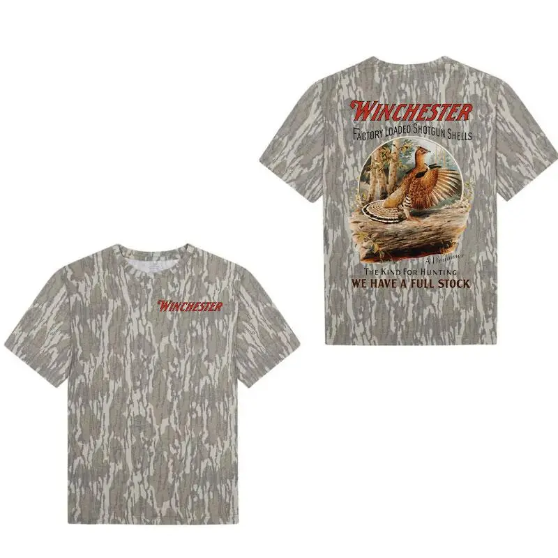 Winchester Vintage Hunting Camo T-Shirt | Factory Loaded Shotgun Shells Graphic Camo T-Shirt, Hunting Gear, Outdoors & Hunting Lifestyle Camo T-Shirt, Full Color, Full Size