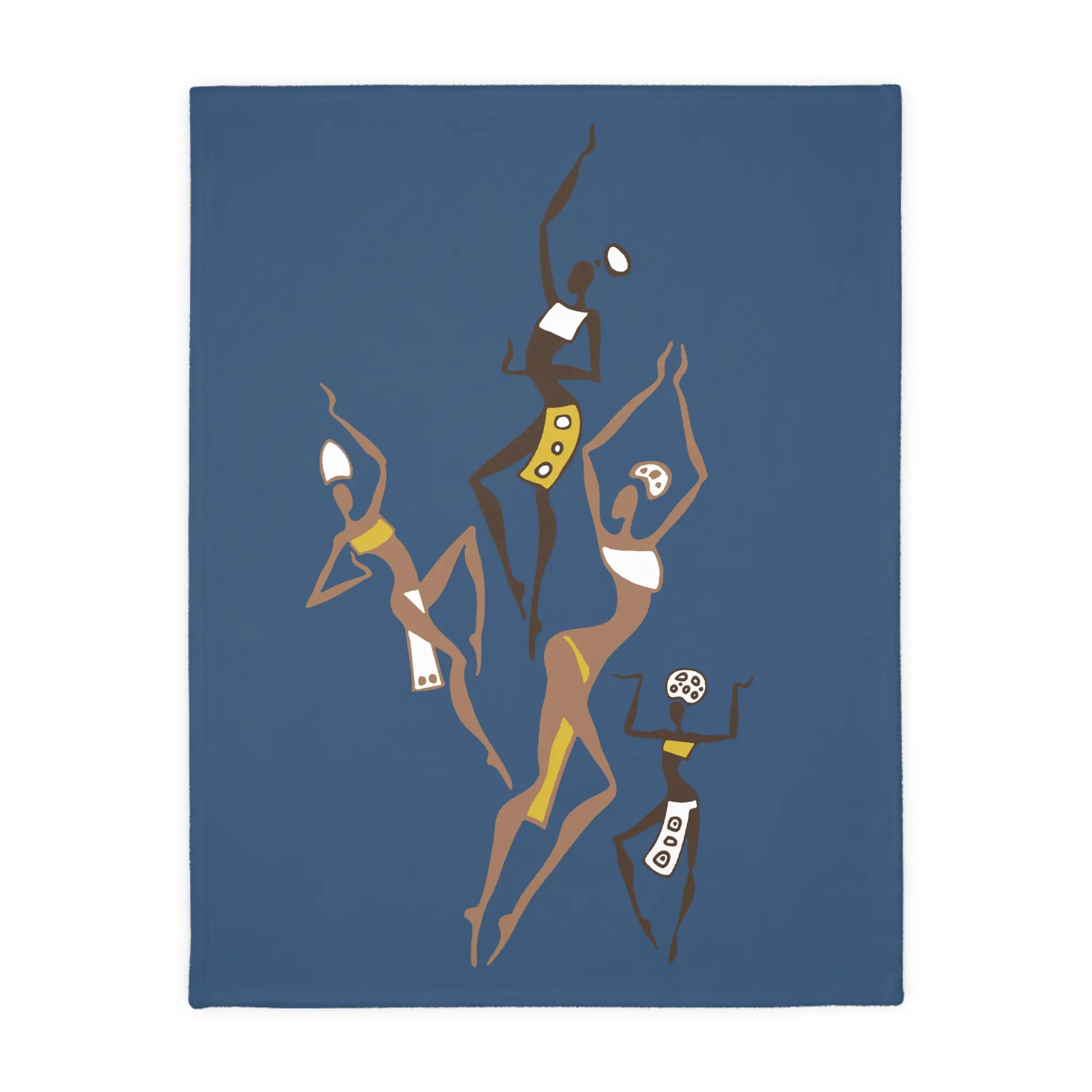 Dancing Ladies African Dancers Blanket | Geometric Pattern Reversible Velveteen Microfiber Blanket