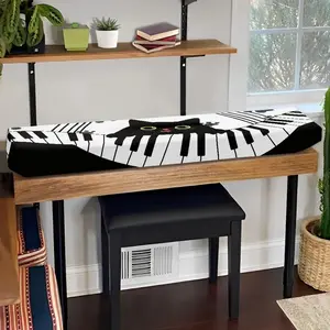 Cute Cat Music Note Print Polyester Keyboard Piano Cover Washable Durable Corrosion Resistant Piano Dust Covers for Man Women Soft Stretchable Adjustable Protective Keyboard Cover Home Decor Piano Accessories