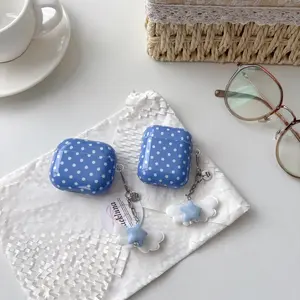 [Tpy 4B41] Blue polka dot star wing pendant Airpods4/3 earphone protective case cover