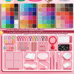 24/48/72/96-Color Plastic Fuse Beads Set, 2.6mm 3D Pixel Puzzle Beads, DIY Craft Bead Kit with Nail Board, Ironing Paper, Tweezers and DIY Beading Accessories, DIY Jewelry Accessories, DIY Jewelry Making
