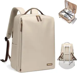 Stylish Laptop Backpack for Women Airline Approved Perfect for Work College and Travel Multi-Functional Casual Daypack Fits 17.3 Inch Notebook (Apricot)