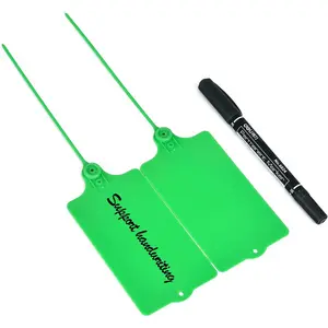 100 Plastic Tags Shipping Tags Water Proof Tags for Labeling Shipping Labels  Seals Writable Marker Ties Hanging Tags Storage Tag with One Marker Pen (Green)