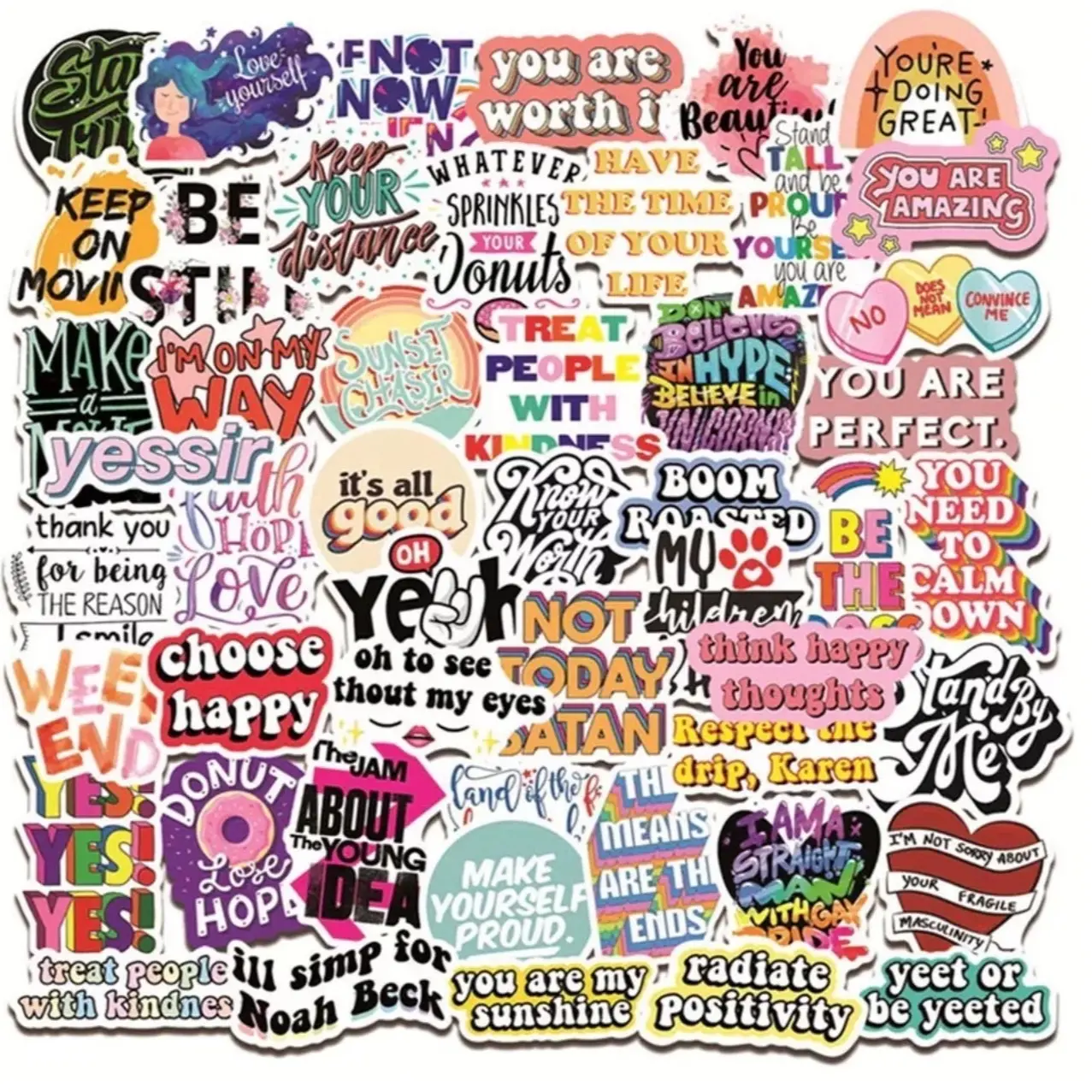 50 Pack of Vision, Dream and Motivational Board Stickers and Decals. Waterproof. No Duplicates