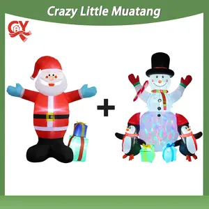 2ps Christmas inflatables: 6-inch and 5-inch, complete with LED light strips, suitable for both indoor and outdoor Christmas use. Decor Decoration