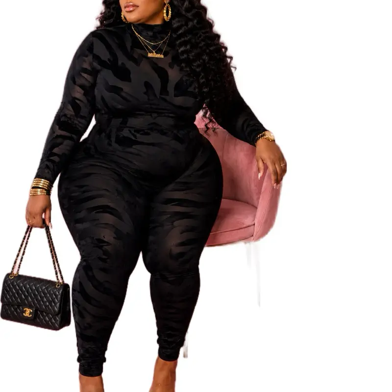 Zebra-Striped Mesh Jumpsuit