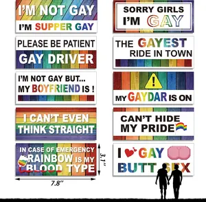 Funny Pride Gay Car Bumper Magnets: Bulk Magnetic Rainbow Decals Decorations for LGBT Parade Decor, Refrigerator, Truck, Prank Gift Ideas(Classic Style)