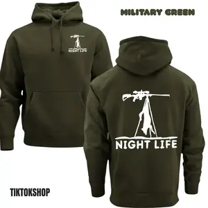 Coyote Night Life Hunting Hoodie - Hunting Coyote Hoodie Thermal Predator Hunter Gear - Pullover Sweatshirt Mens Gift - Gift For Hunters