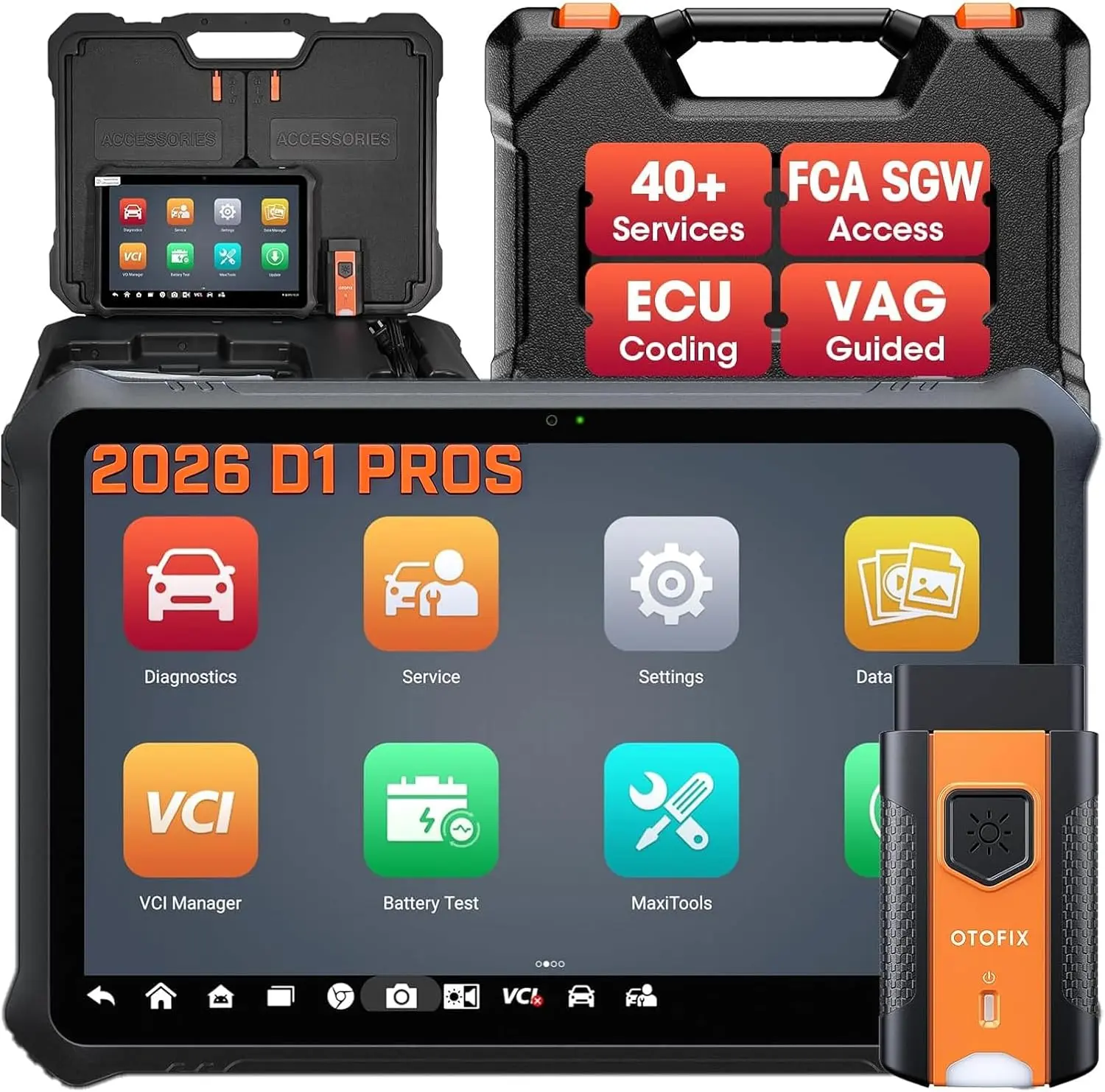 OTOFIX D1 PROS Bi-Directional Scan Tool, ECU Coding Diagnostic Scanner with 40+ Services, FCA/Renault SGW, CAN FD/DoIP, AutoScan 2.0, 2-Year Updates
