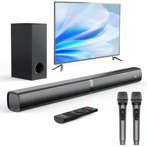 Soundbar with Subwoofer for TV,  Theater  5.3 Speaker System with 2  Karaoke Mics, Surround Sound Audio with HDMI ARC, Optical, AUX, USB for Movie, , Family Party( 260W)