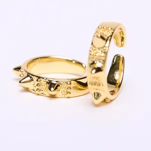 Bold Gold-Plated Spike Rings – Edgy, Waterproof & Hypoallergenic
