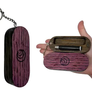 Two-Tone Handmade Wooden Keychain Case Unique EDC Accessory Holder with Magnetic Closure Perfect Gift for Him or Her