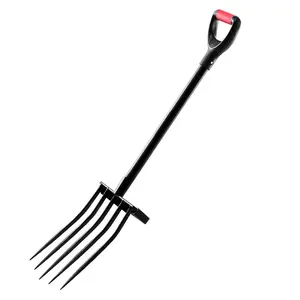 Spring new arrivals 5 Tines Garden Fork Tool Metal Handle 41 in Spading Pitchfork Y Grip Heavy Duty