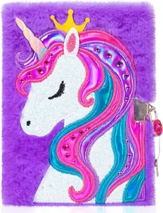 Unicorn Diary for Girls with Lock and Keys, Unicorn Journal, Magic Unicorn Notebook for Kids and Adults, Plush Secret Diary Lined Notebook 160 Pages for Writing and Drawing, Unicorn Gifts For Girls