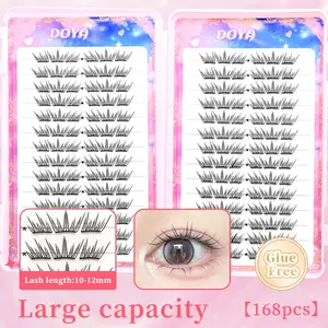 Summer Tears Glue-Free New False Eyelashes, Large Capacity Natural Clusters, Dreamy Thin Cross Style, C Curl, 10-12mm Thickness, Cosmetic, Lightweight Natural Eyelashes, DIY Lash Clusters