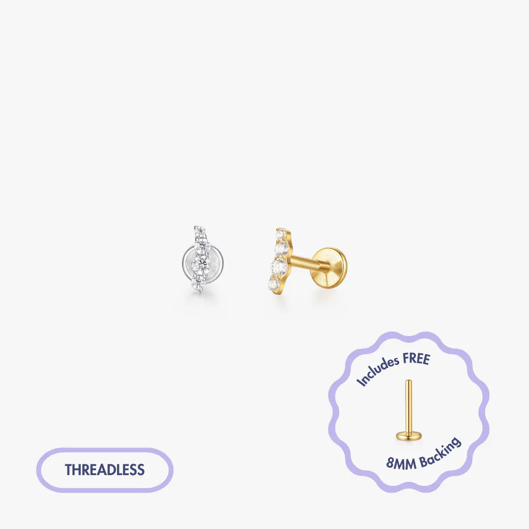 Alina Titanium Flat Back Stud (Single)