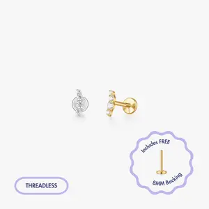 Alina Titanium Flat Back Stud (Single)