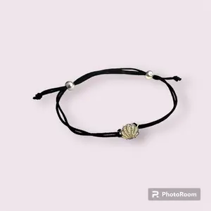 Charm Popz, iridescent shell adjustable and interchangeable black cord bracelet