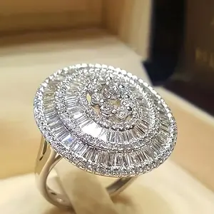 Luxury Creative Girl's Ring, White Round Imitation, Romantic Engagement and Wedding, Anniversary Party Jewelry, for Teenager