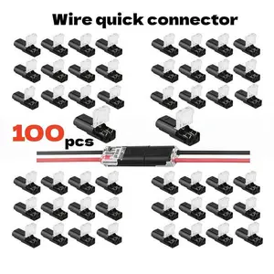 2026  Latest Model  2-Pin Dual Way Quick Splice Solderless Connectors | 100pcs Tool-Free Pluggable Electrical Wire Connectors with Locking Buckle for LED Strip Lights, Automotive & Low Voltage Wiring (AWG18-22)-YY