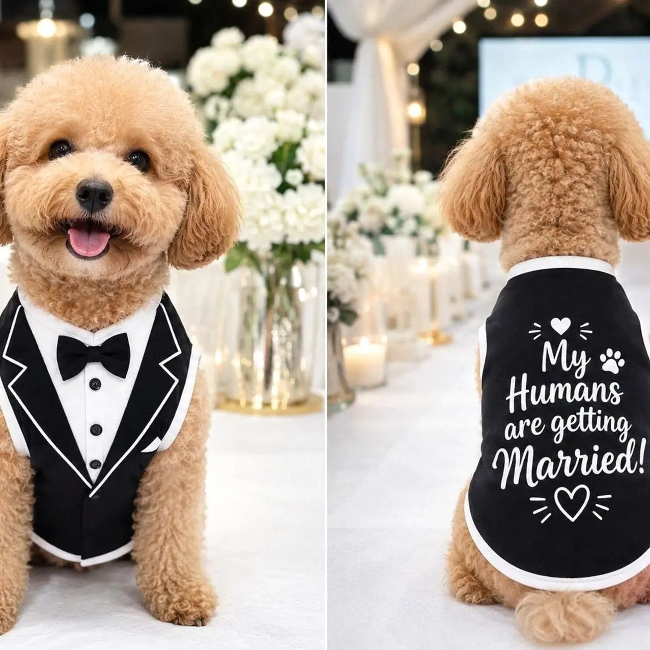Personalized Wedding Mesh Pet Jersey, Groom Tuxedo Pet Outfit, Ring Bearer Gift, My Humans are getting Married! LL7 A6T