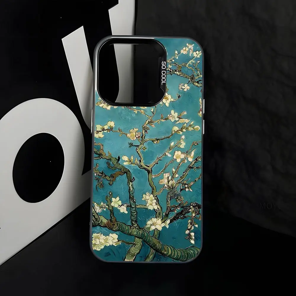 Van Gogh's "Almond Blossom" Oil Painting Cellphone Case - Stylish Minimalist Mobile Accessory for Women, Anti-Slip, Large-Hole, Shockproof Handheld Device Protection Cover